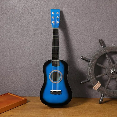 Vista 3 de Guitarra pequeña - Guitarra acústica para niños de 23 pulgadas en azul para aprendizaje de música, perfecta para práctica en casa y entretenimiento