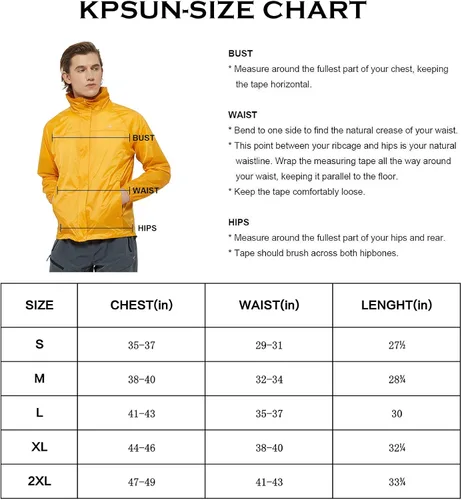Vista 5 de KPSUN Chubasqueros para hombre, impermeables, ligeros, cortavientos, plegables, para ciclismo, correr, con capucha extraíble