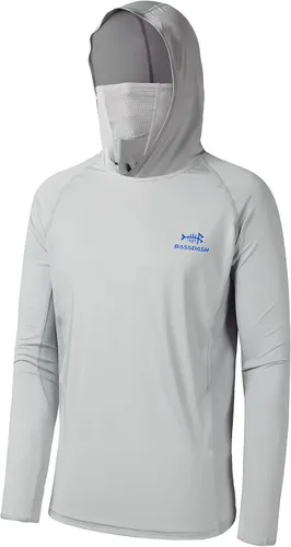 Vista 24 de Bassdash UPF 50+ Camisa de pesca de manga larga para hombre con máscara y pasamontañas UV para el cuello Verde Aqua