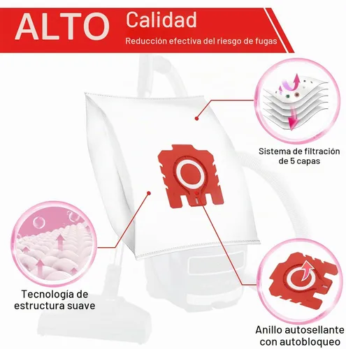 Vista 4 de Paquete de 16 bolsas 3D Airclean FJM para aspiradora Miele Compact C1