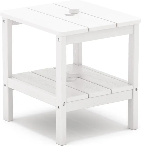 Vista 22 de SERWALL Mesa auxiliar de 2 niveles HDPE para exteriores, resistente a la intemperie, mesa auxiliar Adirondack rectangular Aruba