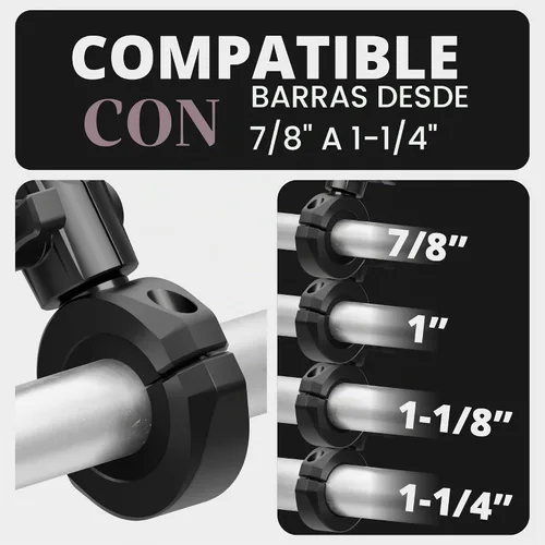 Vista 2 de Tackform Soporte de teléfono negro para motocicleta All Metal – 20MAXX Spring Cradle Abrazadera universal BC3 para manillar de 7/8 pulgadas a