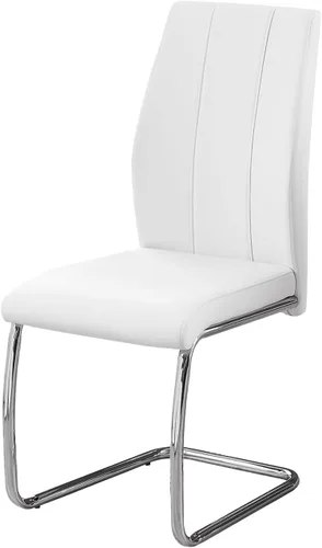 Vista 8 de Monarch Specialties Silla de comedor de 2 piezas, 2 piezas, 39 pulgadas de alto, aspecto de piel gris, cromo, 17.25 pulgadas de largo x 20.25