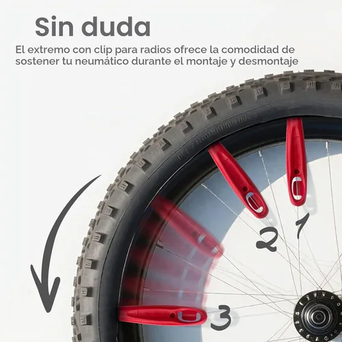 Vista 4 de Prutomr Palancas de neumáticos de bicicleta ultra fuertes, 2 juegos de reparación de neumáticos de bicicleta, juego de cucharas de plástico
