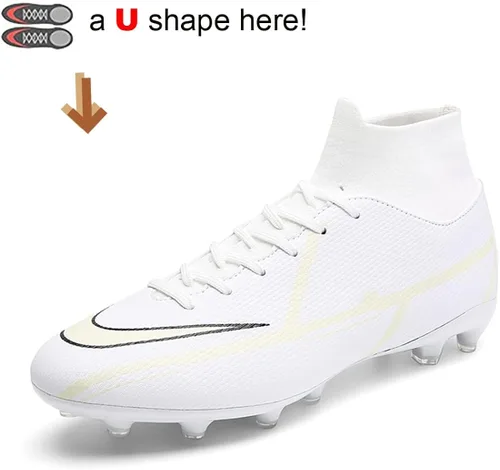 Vista 3 de Botas de fútbol para hombre, zapatos de fútbol AG Hightop, zapatos de fútbol cómodos para interiores y exteriores