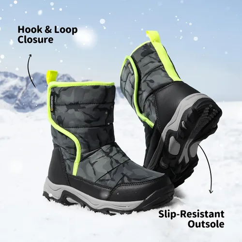 Vista 5 de DREAM PAIRS Botas de nieve de invierno impermeables de media pantorrilla para niños y niñas