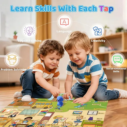 Vista 2 de Juguetes educativos para niños mayores de 2 años, bolígrafo parlante con 20 carteles interactivos de aprendizaje para niños pequeños, actividades