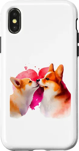 Vista 4 de Funda para iPhone 15 Two Loving Corgis In Love Heart para perro Corgi