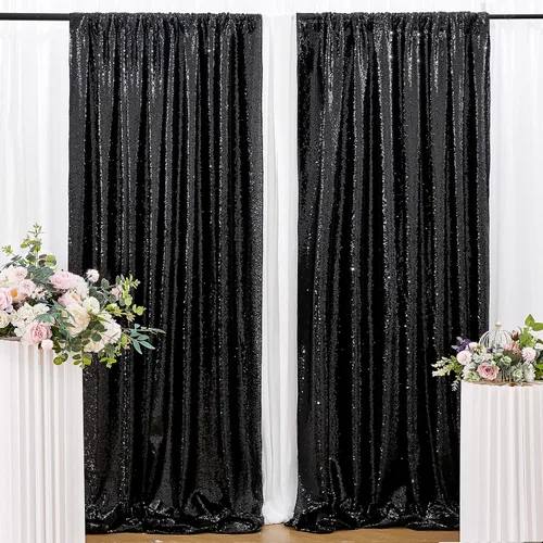 Vista 22 de B-COOL Cortinas de Fondo de Lentejuelas Azul Bebé 2 Piezas 2ftx8ft Fotografía para Fiestas Fondo Brillante Cortinas para Prom Bodas Baby Shower