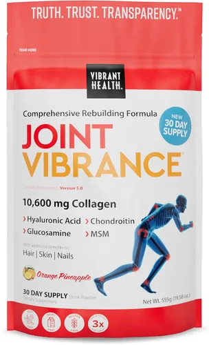 Vista 10 de Vibrant Health, Vibrancia Articular, Apoyo Integral para Articulaciones y Cartílagos, Sabor a Piña Naranja, 21 Porciones