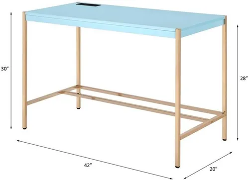 Vista 3 de Acme Midriaks - Escritorio de madera con puerto USB en azul y dorado
