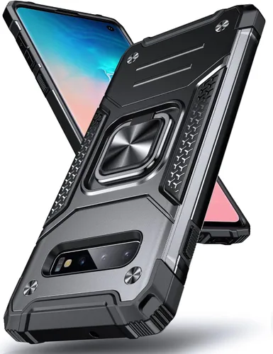Vista 40 de DASFOND Diseñada para funda Galaxy S8 con soporte, anillo metálico giratorio mejorado de 360°, soporte kickstand de grado militar, resistente a