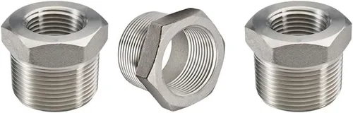 Vista 13 de Beduan - Buje reductor hexagonal de acero inoxidable, 1" macho NPT a 1/2" hembra NPT, accesorio adaptador para tubería de fundición reductor