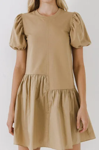 Vista 4 de English Factory Vestido mixto tejido de punto para mujer