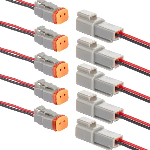 Vista 6 de Deutsch Conector DT de 2 Pines, Conector Eléctrico Automotriz Impermeable DT de 2 Vías Macho Hembra Enchufe Arnés de Cableado, con Cable de Alambre