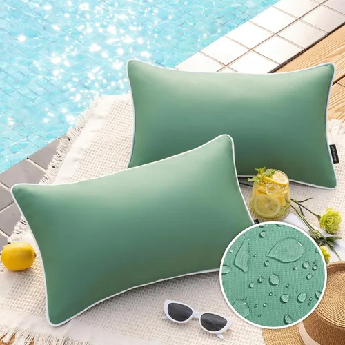Vista 31 de Phantoscope - Juego de 2 fundas de almohada y cojín cuadradas decorativas, impermeables, para intemperie, sofás, carpas, 18 x 18 pulgadas