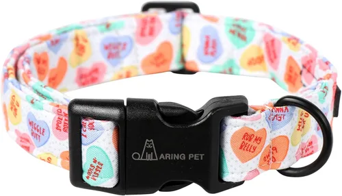 Vista 14 de Aring Pet Collar de algodón, ligero y ajustable, con hebilla de liberación rápida para perros pequeños, medianos y grandes, para cachorros, rosa