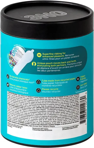 Vista 8 de ONE Pleasure Plus Condones Estimulación Dual Condones de Látex Ultra Delgados Extra Lubricados Triple Probados No Tóxicos, Veganos, Sin