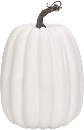 Vista 15 de Lucakuins Calabazas artificiales grandes de 8 pulgadas, calabazas blancas decorativas de espuma, lindas calabazas falsas para decoración del hogar