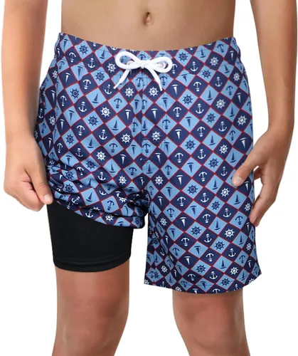 Vista 31 de Trajes de Baño para Niños con Forro de Compresión Cómodos Shorts de Natación Anti-Rozaduras Elásticos UPF Secado Rápido Talla 3T-20 Estrellas Águila