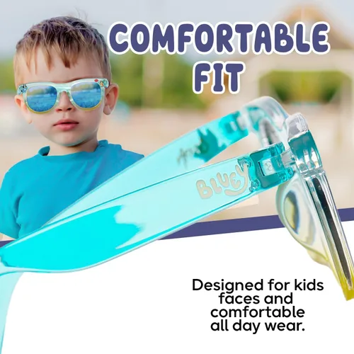 Vista 5 de Bluey - Lentes de sol para niños pequeños, cómodos lentes de sol Bluey con protección UV, tamaño pequeño con funda de transporte suave, accesorios