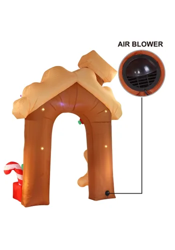 Vista 2 de Arco Inflable Gigante de Pan de Jengibre de 10 pies de Alto Multicolor