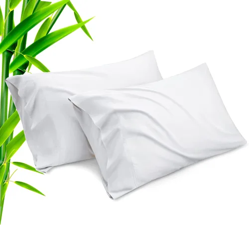 Vista 37 de Fundas de almohada tamaño estándar paquete de 2, fundas de almohada de rayón de bambú refrescantes con cierre de sobre, fundas de almohada frescas