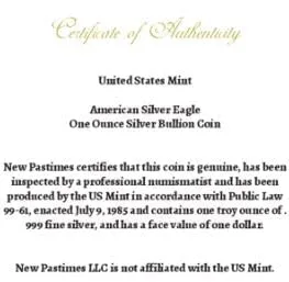 Vista 3 de 2024 – American Silver Eagle Moneda de lingotes de 1 oz con certificado de autenticidad $1 Vendedor sin circulación
