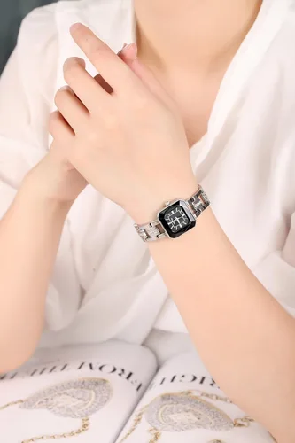 Vista 4 de TIME100 Reloj de pulsera para mujer, de cuarzo, con esfera verde, bisel con cristales en el movimiento, correa de pulsera con diamantes, resistente