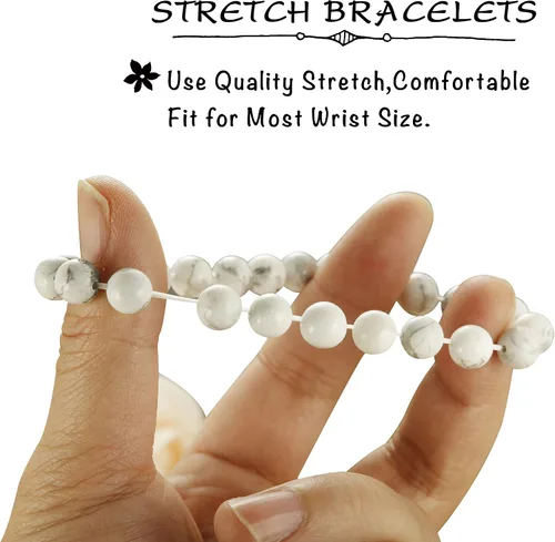 Vista 5 de FIBO STEEL Juego de 4 pulseras para parejas para hombres y mujeres, para él y ella, con corona, reina, pulseras de cuentas de 0.315 in, Acero