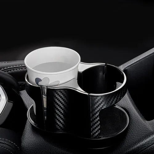 Vista 5 de Adaptador expansor de portavasos para automóvil 2 en 1 con base ajustable, soporte giratorio para bebidas