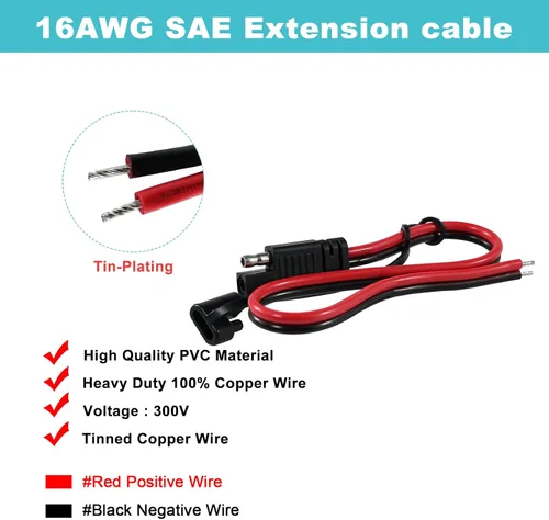 Vista 2 de SPARKING Arnés de conector SAE 16AWG, cable de desconexión rápida de 1 pie