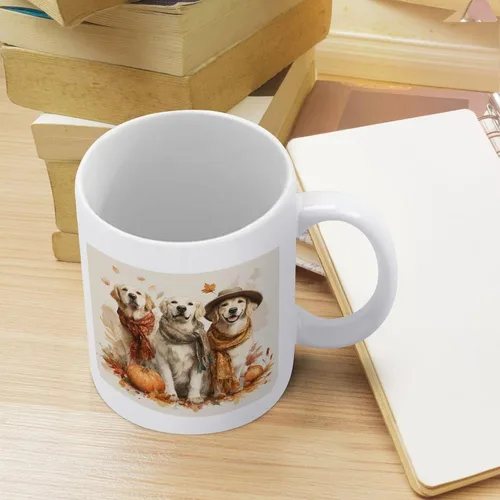 Vista 8 de Golden Retrievers with Pumpkins And Leaves Coffee Travel Mug Thanksgiving Autumn Halloween Milk And Tea Ceramic Cup Fathers Day Dad Gifts from