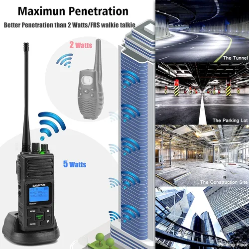 Vista 2 de SAMCOM Walkie Talkies Radios recargables de dos vías de largo alcance con auriculares, radios de 2 vías SAMCOM UHF transceptor portátil Walky Talky