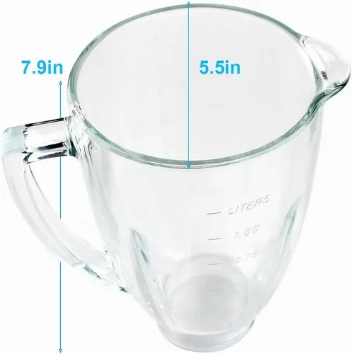 Vista 4 de Piezas de repuesto Frasco de vidrio de 6 tazas con tapa, compatible con licuadoras Oster