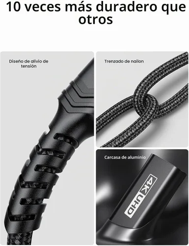 Vista 6 de JSAUX Adaptador USB C a HDMI 4K para iPhone 17, MacBook, Surface, Negro