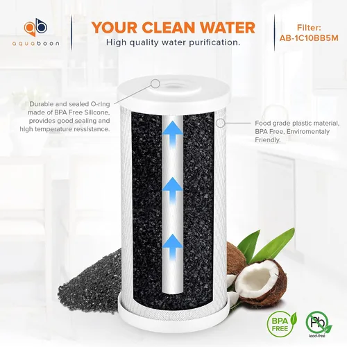 Vista 7 de Aquaboon Paquete de 4 cartuchos de repuesto de filtro de agua de sedimentos para heridas de cuerda de 5 micrones de 10 x 4.5 pulgadas y cartucho