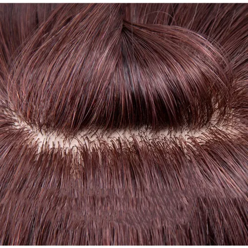 Vista 4 de Base de seda recta Cabello humano Topper de una pieza parte lateral parte frontal cierre con clips (7.9 in/parte izquierda negro)