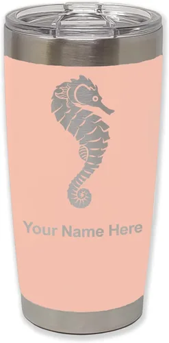 Vista 24 de LaserGram Vaso aislado al vacío de 20 onzas, caballito de mar, grabado personalizado incluido (negro)