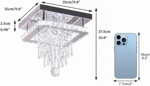 Vista 7 de Lámpara de techo de cristal cuadrada moderna LED