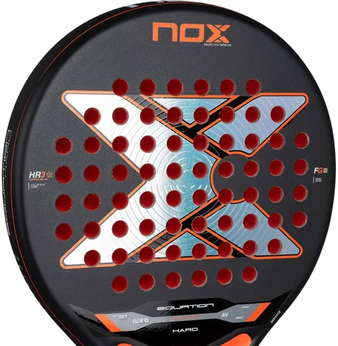 Vista 6 de NOX Raqueta de pádel Equation Hard 2026 Pala Padel de forma redonda Sistema antivibración AVS, tecnología exclusiva de giro y doble rugosidad