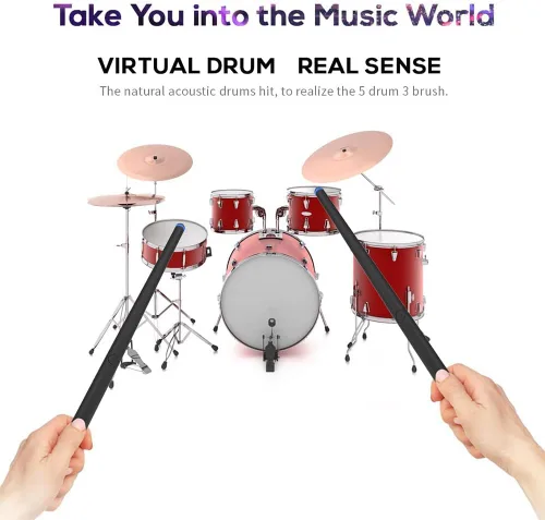 Vista 8 de Conjunto de batería somatosensorial para música, batería electrónica para adultos, percusión de rock, portátil, adecuado para principiantes