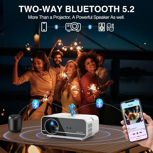 Vista 12 de [Enfoque Automático/Soporte 4K] Proyector con WiFi y Bluetooth, 700ANSI Nativo 1080P Proyector de Películas para Exteriores con Enfoque
