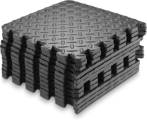Vista 2 de Philosophy Gym Paquete de 12 alfombrillas de ejercicio – 12 x 12 pulgadas de goma de espuma entrelazada rompecabezas azulejos – negro