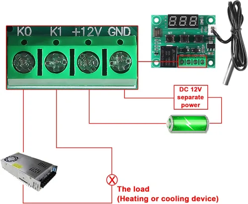 Vista 3 de 2 módulos controladores de temperatura W1209, pantalla LED, módulo de termostato digital con funda DC 12 V, interruptor electrónico digital