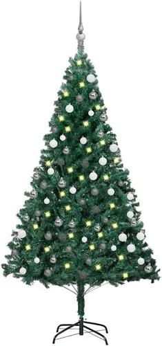 Vista 25 de 6.5ft Pre-Lit Artificial Christmas Tree with 250 LED Lights, Hinged PVC Branches, Metal Stand, and Decorative Balls for Indoor Holiday Decor Verde