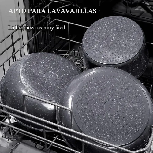 Vista 3 de GiPP Juego de sartenes antiadherentes de cerámica, mango extraíble, apto para lavavajillas y horno, sartenes antiadherentes con mango desmontable