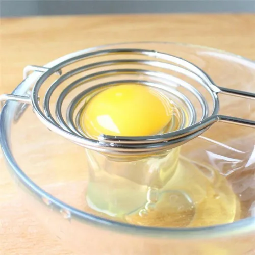 Vista 2 de Separador de huevos de plata, herramienta separadora de yema blanca, divisor de huevos de acero inoxidable de grado alimenticio, extractor