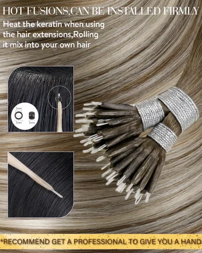 Vista 78 de 【Descuento】Hetto - Extensiones de cabello con cinta adhesiva, 40g, extensiones de cabello humano, color rubio ceniza oscuro degradado a rubio medio