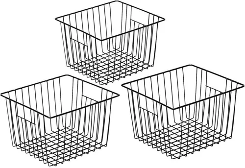 Vista 8 de Slideep Organizador de alambre grande de granja, cesta de almacenamiento de alimentos para armarios de cocina, oficina, baño, despensa, organización